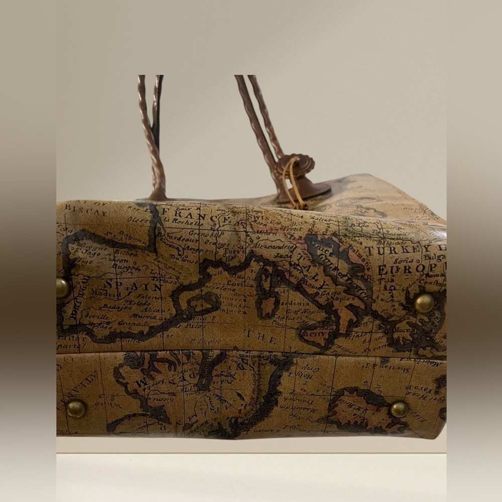 Patricia Nash Brown Map Print Tote - Picture 4 of 7